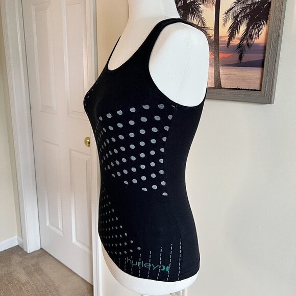 Hurley Graphic Tank Top | Black | Gray Dot Print | Small | 100% Cotton | Y2K - Picture 4 of 7